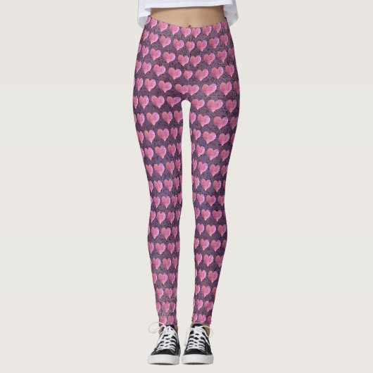 Leggings Passion du coeur pourpre (Devant)
