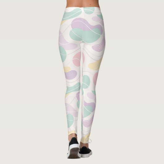 Leggings Pastel Abstract Seamless Pattern Waves and Circles (Dos)