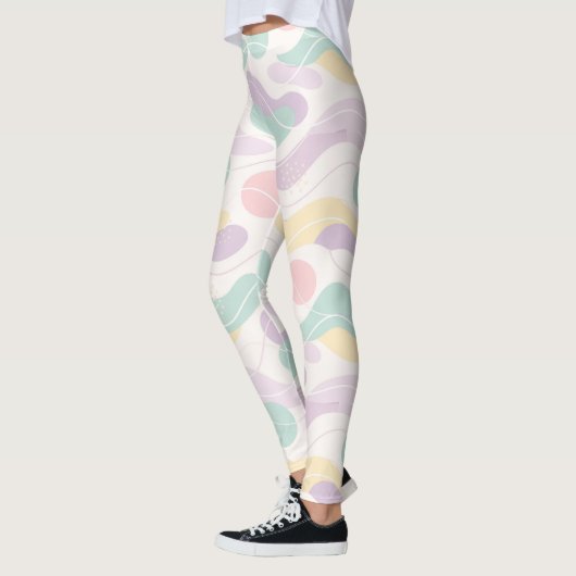 Leggings Pastel Abstract Seamless Pattern Waves and Circles (Gauche)