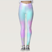 Leggings Pastel Abstrait Faux Bonbons Rose Holographique (Devant)