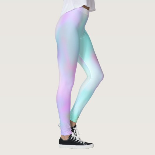 Leggings Pastel Abstrait Faux Bonbons Rose Holographique (Droite)