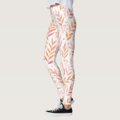 Leggings Pastel aquarelle branches orange et rose (Gauche)