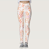Leggings Pastel aquarelle branches orange et rose (Devant)