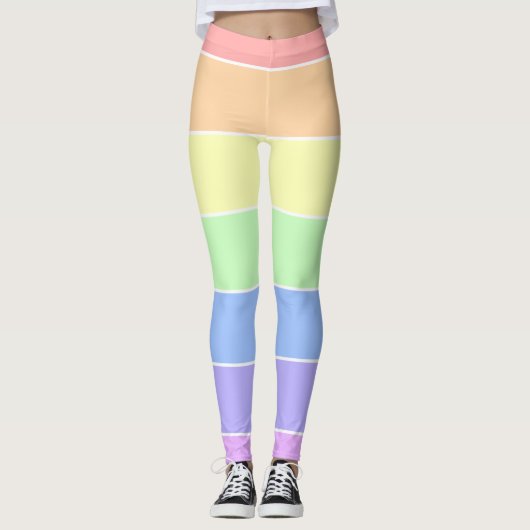 Leggings Pastel Arc-en-ciel Motif à bandes colorées (Devant)