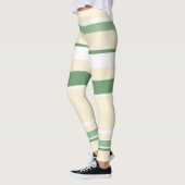 Leggings Pastel Beige Olive Vert Blanc Lignes Grandes (Gauche)