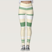 Leggings Pastel Beige Olive Vert Blanc Lignes Grandes (Devant)