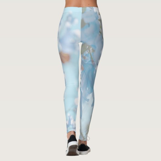 Leggings Pastel Bleu Doux Jacaranda Arbre Fleurs Fleurs (Dos)