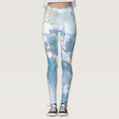 Leggings Pastel Bleu Doux Jacaranda Arbre Fleurs Fleurs (Devant)