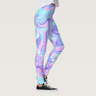 Leggings Pastel Blue & Purple Marble Texture liquide