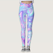 Leggings Pastel Blue & Purple Marble Texture liquide (Devant)