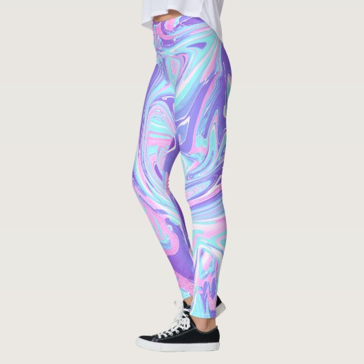 Leggings Pastel Blue & Purple Marble Texture liquide (Gauche)