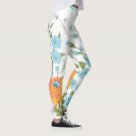 Leggings Pastel Blue Rose & Jaune Floral Design<br><div class="desc">Élégantes fleurs bleu pastel au design floral jaune et rose.</div>