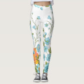 Leggings Pastel Blue Rose & Jaune Floral Design (Devant)