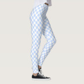Leggings Pastel Blue White Retro Checkerboard Pattern (Droite)