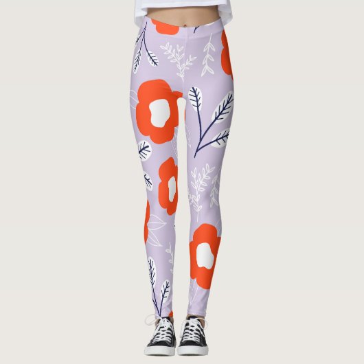 Leggings Pastel Botanique Rose : Motif Floral (Devant)