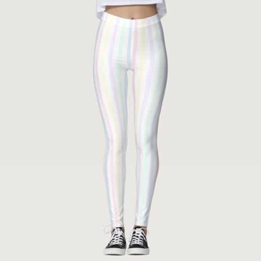 Leggings Pastel Candy Stripe Arc-en-ciel (Devant)