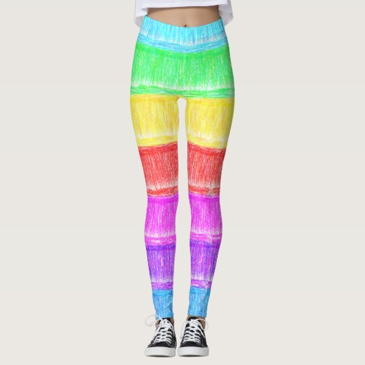 Leggings Pastel Chalk Rainbow Stripes (Devant)