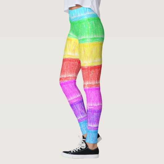 Leggings Pastel Chalk Rainbow Stripes (Gauche)