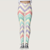 Leggings Pastel Chevron Galaxy Stars Mint Pink Purple (Devant)