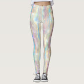 Leggings Pastel Colors Shimmering Iridescent Stripes Patter (Devant)