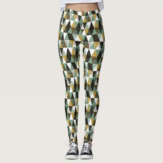 Leggings Pastel Colours Moderne géométrique Triangles Motif (Devant)