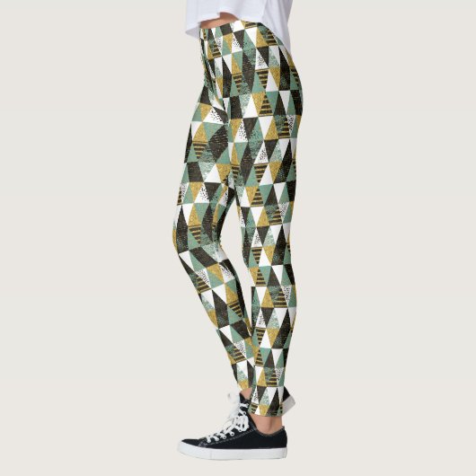 Leggings Pastel Colours Moderne géométrique Triangles Motif (Gauche)