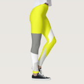 Leggings Pastel concentré Gris Jaune Jambes d'Art Abstrait (Droite)