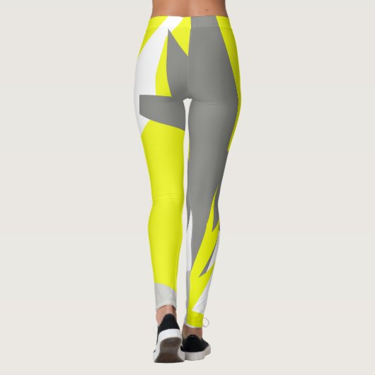 Leggings Pastel concentré Gris Jaune Jambes d'Art Abstrait (Dos)