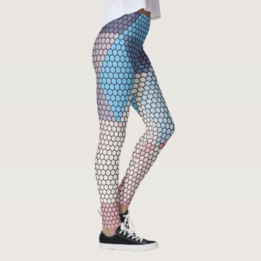Leggings pastel cubes et hexagones motif arrière - plan (Droite)