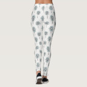 Leggings Pastel Daisy Dessin au Trait Rayure (Dos)