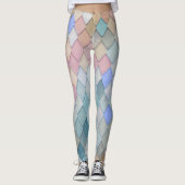 Leggings Pastel Diamond Motif Mermaid bleu rose vert (Devant)