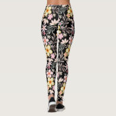 Leggings Pastel Floral motif C03.bw Black BG (Dos)