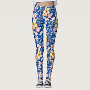 Leggings Pastel Floral patron C03.bw Bleu BG