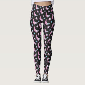 Leggings Pastel Gothiques avec Lune et Étoiles qui