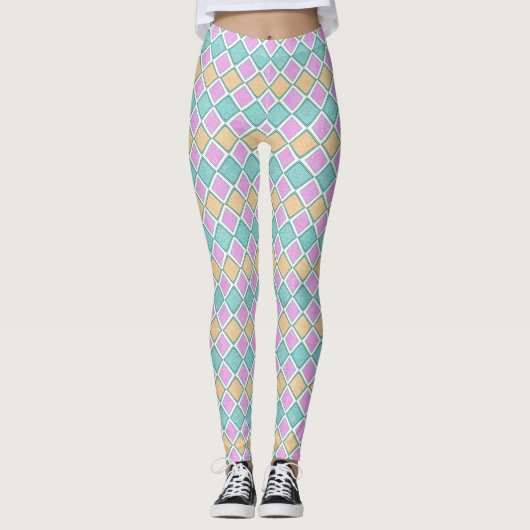 Leggings  Pastel Harlequin Prism Small Diamond Pattern (Devant)