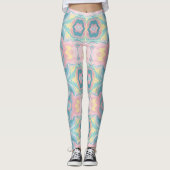 Leggings Pastel Kaleidoscope Pattern | Pink & Mint Mandala (Devant)