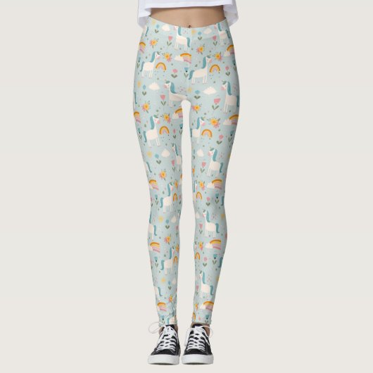 Leggings Pastel mignon Rainbow Unicorn Motif (Devant)
