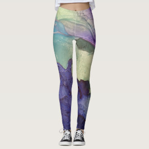 Leggings Pastel Multicolor Encre d'alcool Liquide Art Abstr