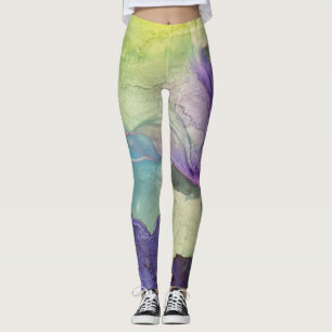 Leggings Pastel Multicolor Encre d'alcool Liquide Art Abstr
