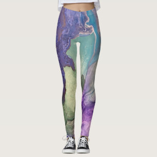 Leggings Pastel Multicolor Encre d'alcool Liquide Art Abstr