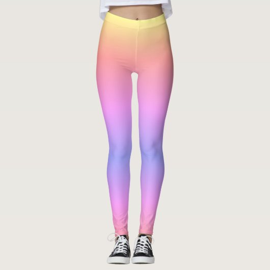 Leggings Pastel Ombré Arc-en-ciel rose jaune violet (Devant)
