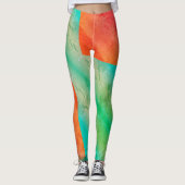 Leggings Pastel Pale Corail Turquoise Art Abstrait (Devant)
