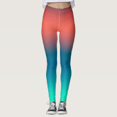 Leggings Pastel Pale Corail Turquoise Art Abstrait (Devant)
