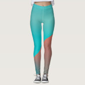 Leggings Pastel Pale Corail Turquoise Art Abstrait (Devant)