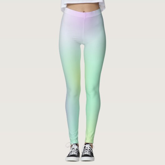 Leggings Pastel Pale Turquoise Rose Art Abstrait (Devant)