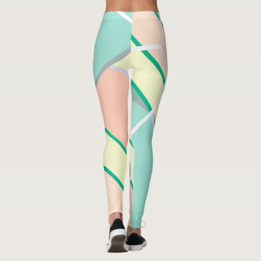 Leggings Pastel Pale Turquoise Rose Art Abstrait (Dos)