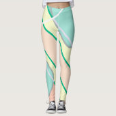 Leggings Pastel Pale Turquoise Rose Art Abstrait (Devant)