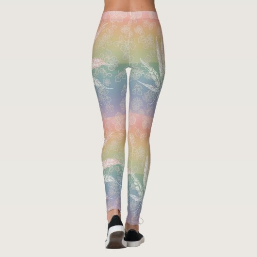Leggings Pastel personnalisé Rainbow Asanoha feuille délica (Dos)