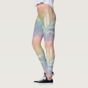 Leggings Pastel personnalisé Rainbow Asanoha feuille délica