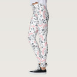 Leggings Pastel Pink Aquarelles Motif<br><div class="desc">Fleurs roses girly modernes et feuilles de couleur grise sans couture motif blanc arrière - plan aquarelles illustration.</div>